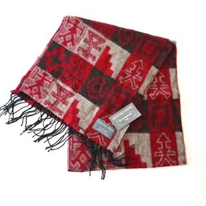 Geoffrey Beene Cashme Grey and Red Oversized Scarf